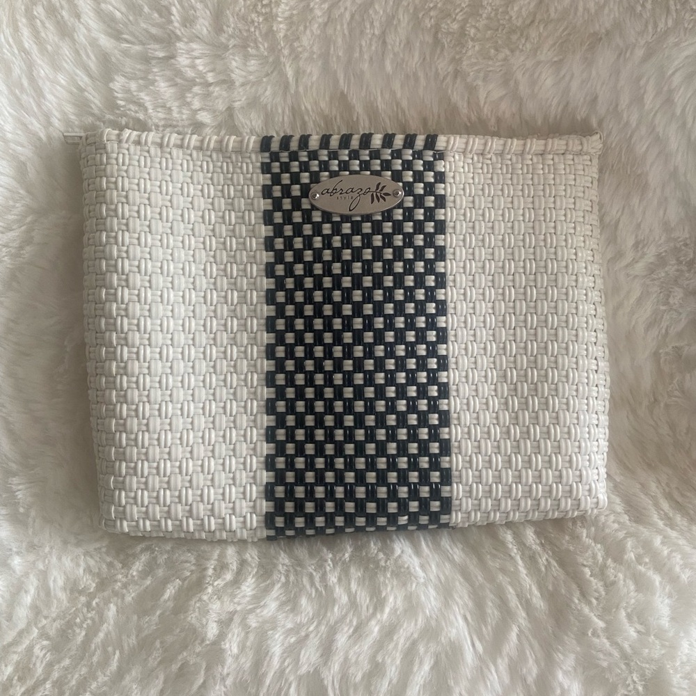Chic White and Black Woven Clutch by